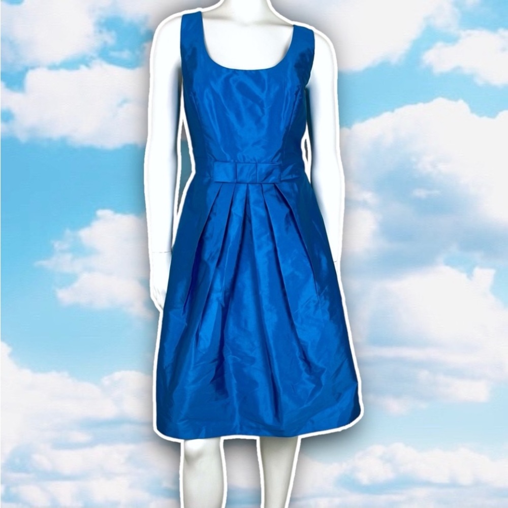 ALFRED SUNG Scoop Neck Short Bridesmaid Dress Bayside Blue Wedding Bridal Formal
